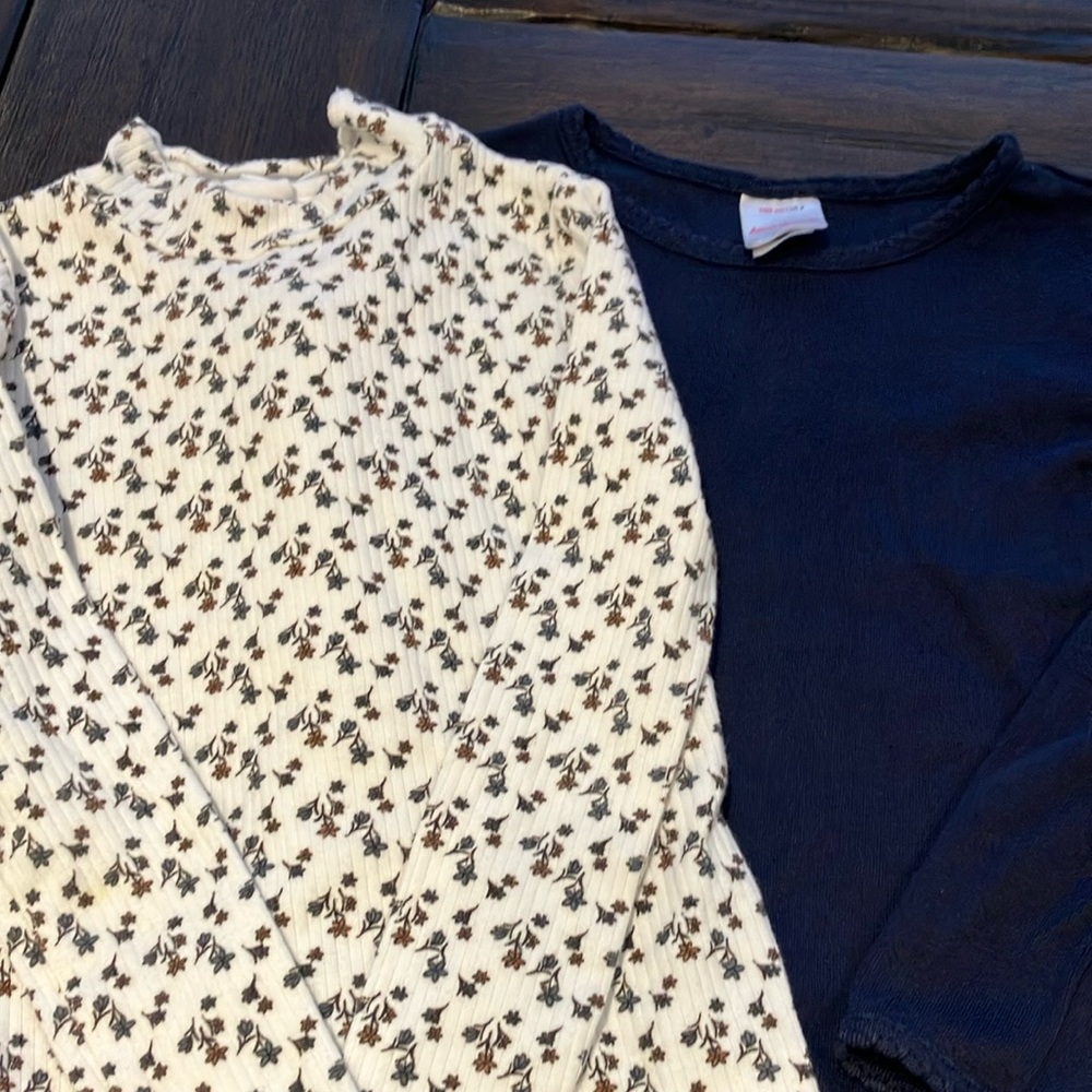 Floral Print and Navy Kids Shirts & Tops